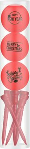 Coffret cadeau balles de golf Merry Christmas-Happy Newyear Rouge Comprend des Tees