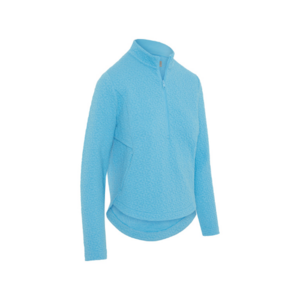 Callaway 1/2 Zip Pull-over Matelassé en Maille Femme Bleu Clair