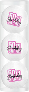 Coffret cadeau balles de golf 50e anniversaire Sarah 3 boules