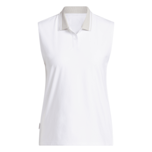 Adidas W BTC Twiat Mouwloze Dames Golfpolo Wit Beige