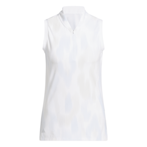 Adidas W Ultimate Printed Mouwloze Dames Polo Wit Lichtblauw