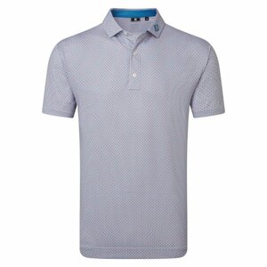 FootJoy Nautical Flag Print Lisle Men's Golf Polo Deep Blue