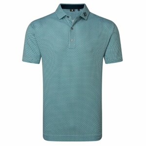 FootJoy Nautical Flag Print Lisle Men's Golf Polo Navy Green