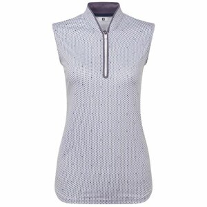 Footjoy Dames Front Tank Print Wit Lila