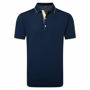 Footjoy Wordmark Pique Heren Poloshirt Navy Geel