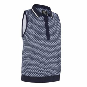 Callaway Premium  Scarf Geo Mouwloze Dames Golfpolo Navy