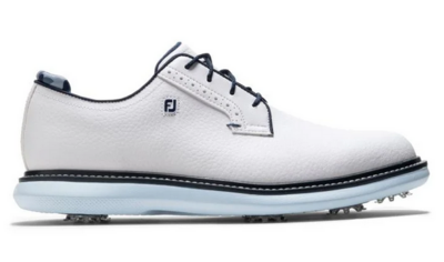 Chaussures de golf Footjoy Traditions pour homme Blanc Bleu ciel
