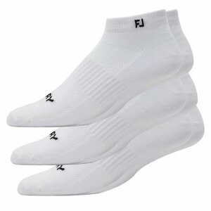 Chaussettes de golf Footjoy ProDry pour homme, lot de 3 paires, légères, pointures 39 à 46, blanches