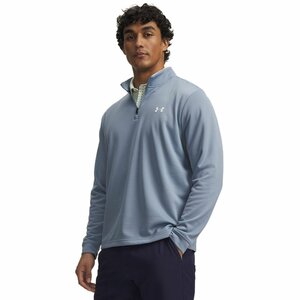 Pull Under Armour Matchplay pour homme, fermeture éclair 1/4, Marine